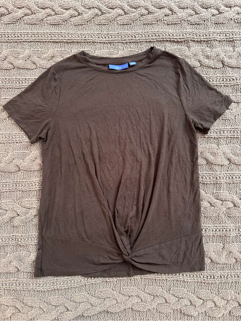 APT. 9 Twist-Front Tee in Black (Small, Women)
